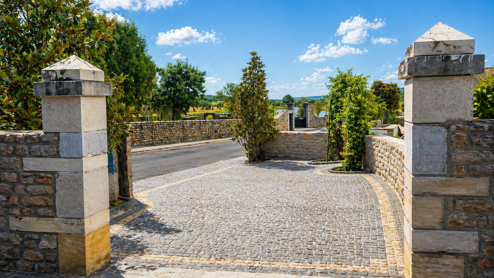 Allée carrossable en pavés en granit